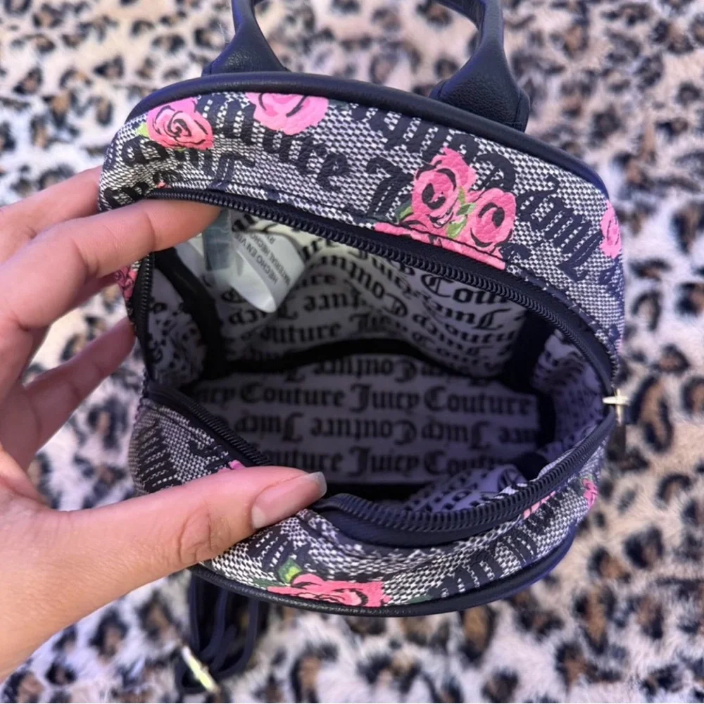 Juicy Couture Floral Black and Pink Backpack - Picture 2 of 3